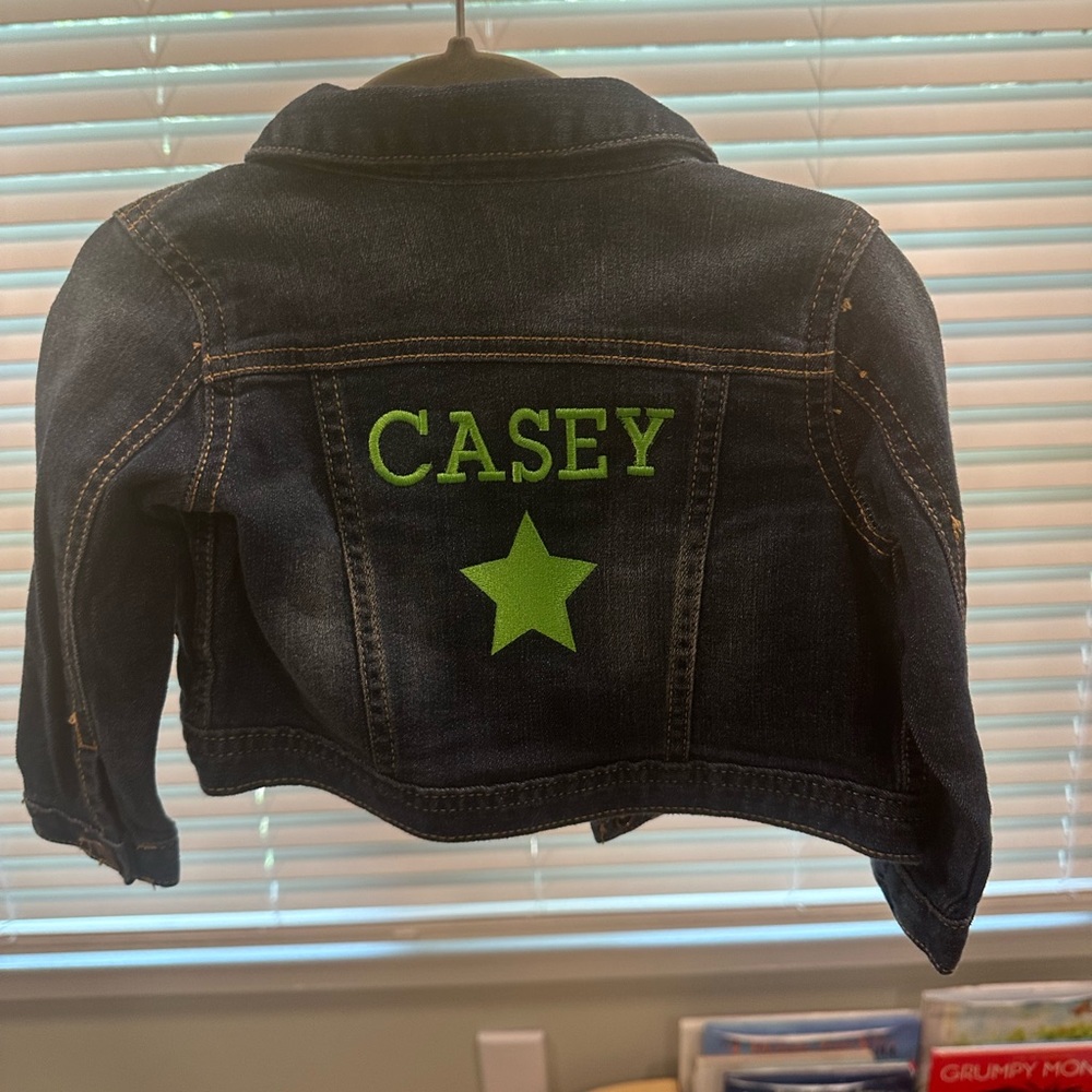 Baby Denim Jacket - Casey embroidered with a star in Green